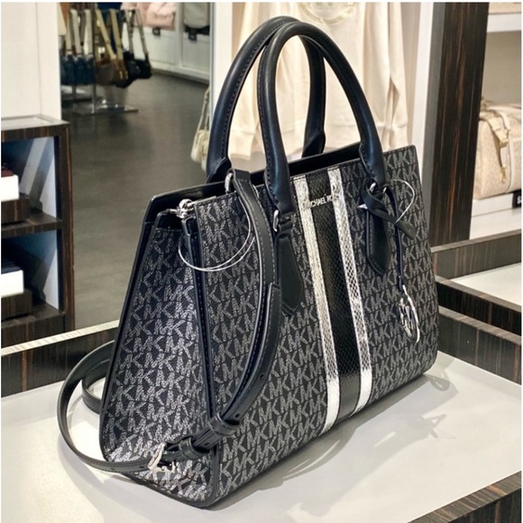 Michael Kors Sheila MediumSignature Logo and
Metallic Satchel Crossbody - Picture 8 of 12